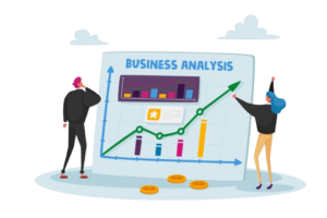 Businesspeople looking data analysis